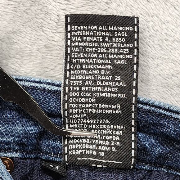 7 For All Mankind 7FAM Jeans Womens 24 Blue Dark Wash Faded High Rise Skinny - Picture 9 of 14